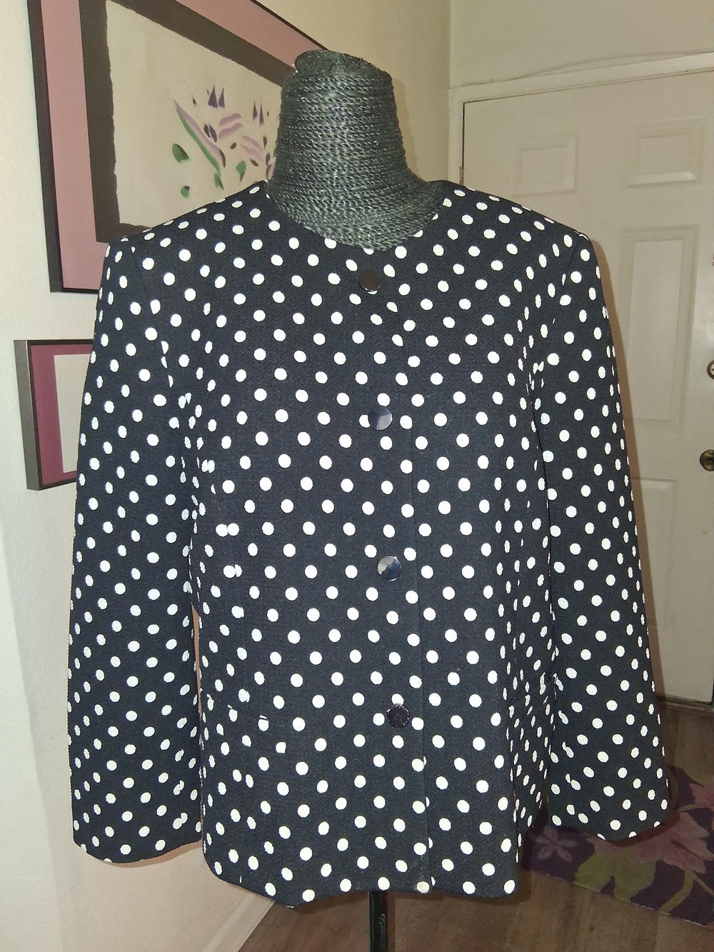 Nine West Black Polka Dot Blazer Jacket